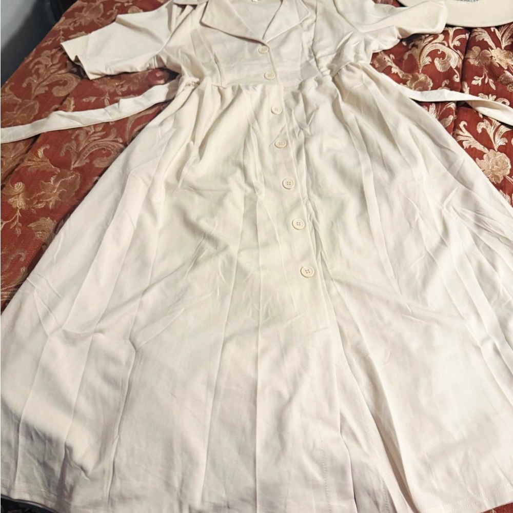 Elegant Cream Button-Down Dress